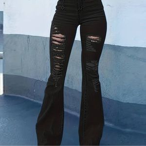 AMAZON WOMENS DISTRESSED BELL BOTTOM JEANS